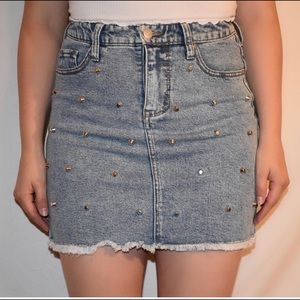 Denim Studded Skirt